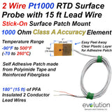 2 Wire Pt1000 RTD Surface Temperature Sensor with 15 ft Leads