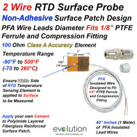 2 Wire RTD Surface Temperature Sensor Non-Adhesive Patch Special Leads 