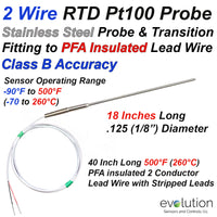 2 Wire RTD Probe with Transition to Lead Wire 18