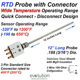 Wide Temperature RTD Probe with Connector