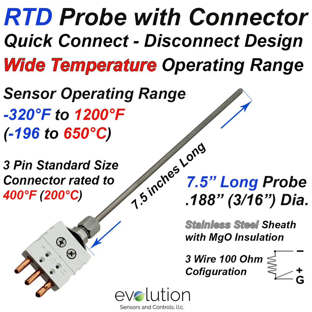 Quick Disconnect RTD Probe (Pt100) with Standard Connector