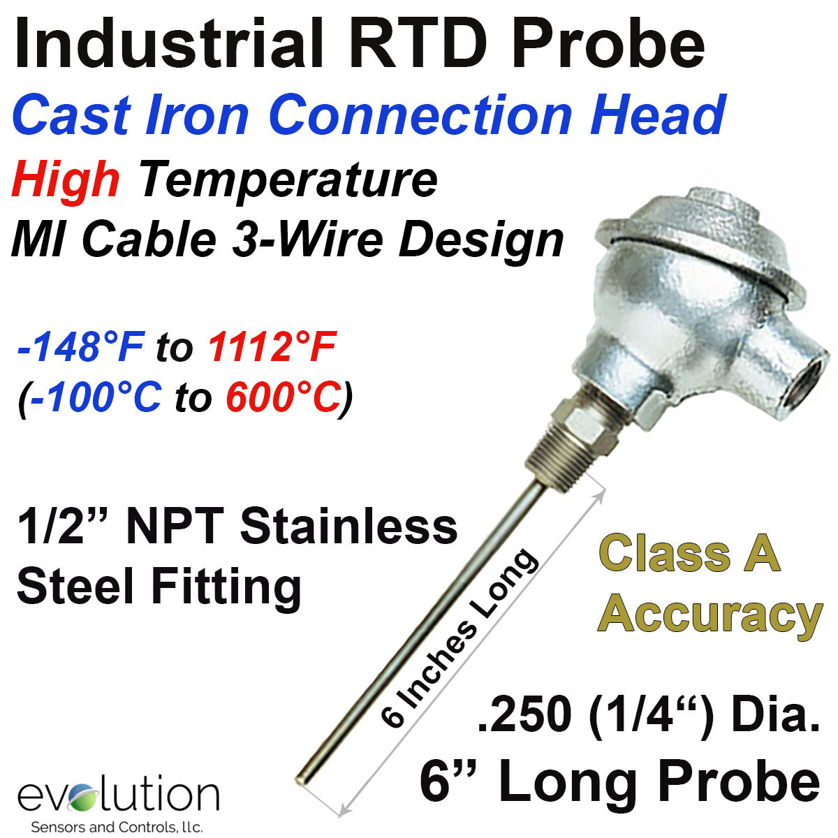 Temperature sensor - Metal connection head