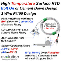 High Tempeature Surface Mount RTD with 40 Inch (1 Meter) Wire Leads