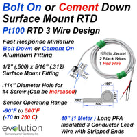 Bolt On Surface Mount RTD with Wire Leads