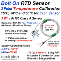 Bolt On RTD with 3 Point Temperature Calibration 