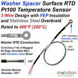 Washer Spacer Surface RTD Pt100 Temperature Sensor