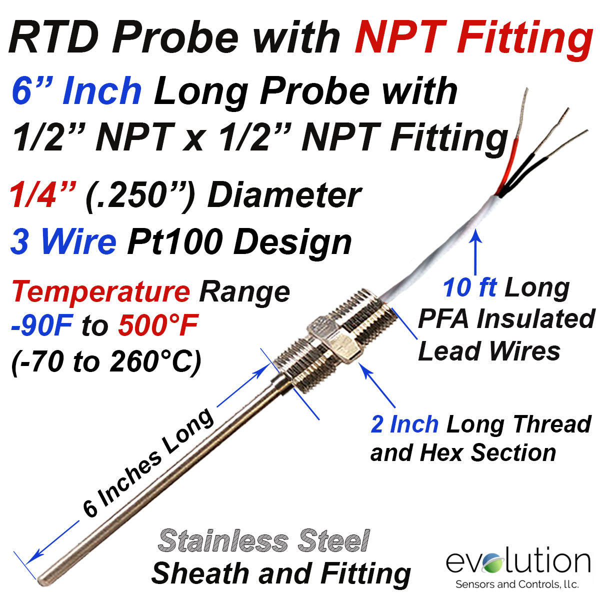 Rtd Size RTD Probe with 1/2