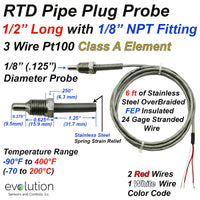 RTD Pipe Plug Probe with 1/8 NPT Fitting