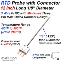 RTD Probe 12 Inches Long 1/8