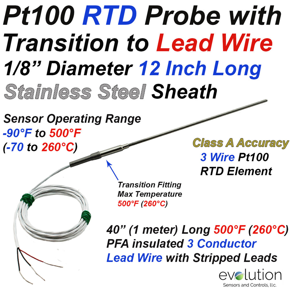 Potted Leads In Rtd RTD Probe with Metal Transition to Lead Wire - 12