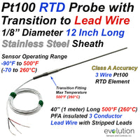 RTD Probe with Metal Transition to Lead Wire - 12