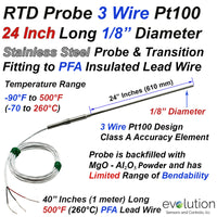 RTD with Lead Wire 24 Inches Long 1/8