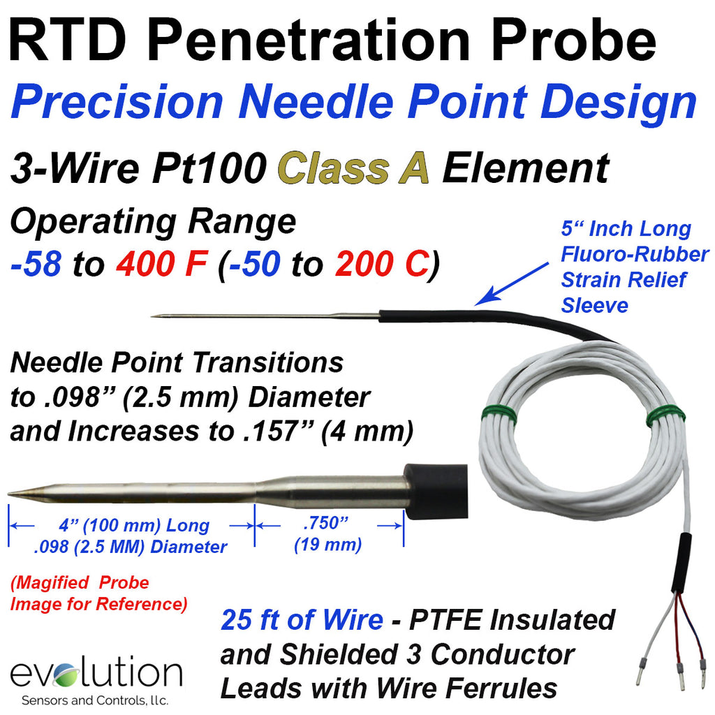 Potted Leads In Rtd RTD Penetration Probe | Needle Point Design with 25 ft leads ...