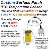 Custom Surface Patch RTD Temperature Sensor Peel and Stick Design