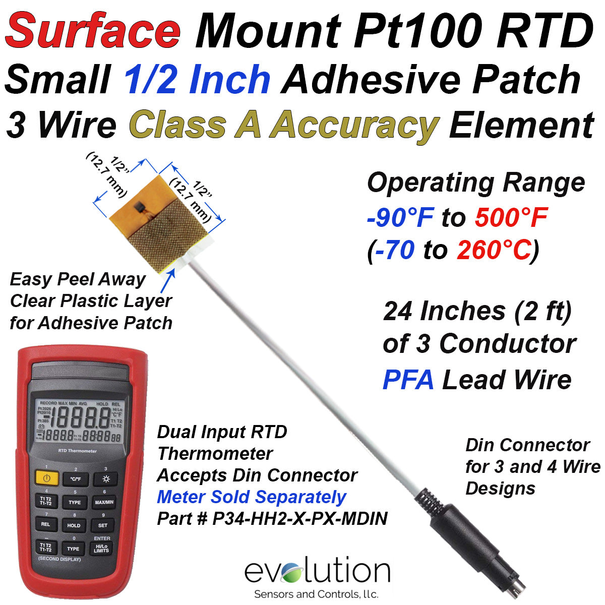 Custom Surface Mount RTD Temperature Sensor with Miniature Din ...