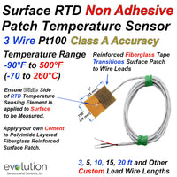 Surface RTD Temperature Sensor with Non Adhesive Patch and Lead Wire