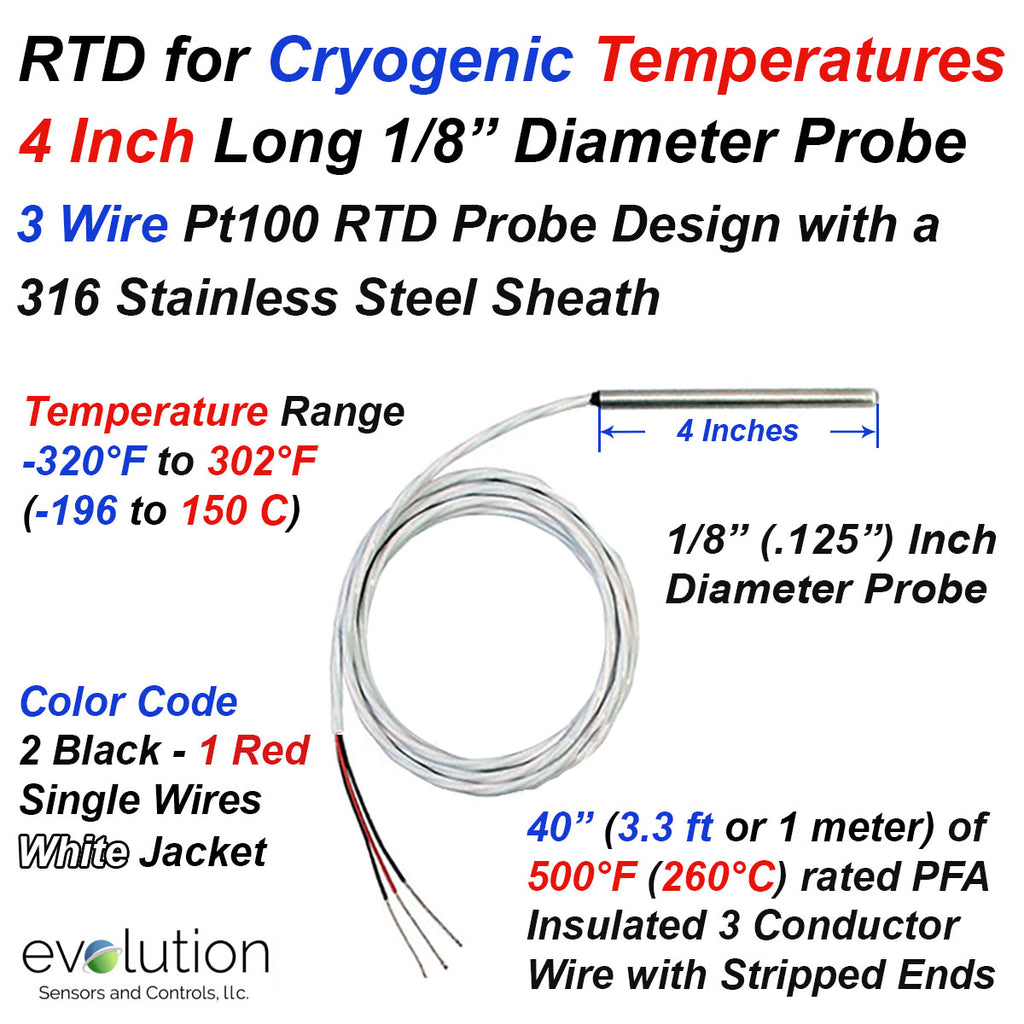 RTD Probe for Low Temperatures -  Cryogenic Range -320°F (-196°C)