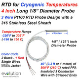 RTD Probe for Low Temperatures -  Cryogenic Range -320°F (-196°C)