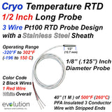 Cryogenic Temperature RTD Probe 1/2 Inch Length 1/8" Diameter