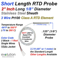 Short Length RTD Pt100 Probe -2 Inches Long 1/8