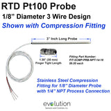 RTD Pt100 1/8 Inch Diameter with 1/4 Inch NPT Fitting