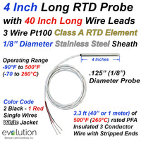 4 Inch Long RTD Probe 3 Wire Pt100 Design with a 1/8