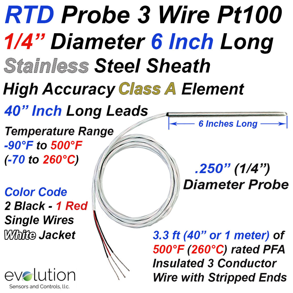 Rtd Size RTD Probe 6 Inches Long 1/4