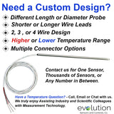 Short Length RTD Pt100 Probe -2 Inches Long 3/16" Diameter Custom Design