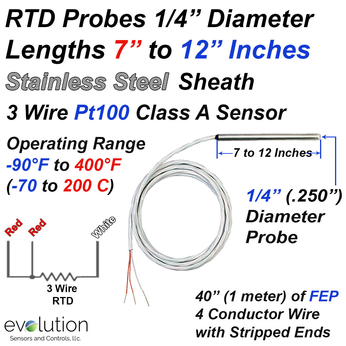 Rtd Size 3 Wire Pt100 RTD 1/8