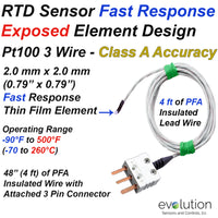 Exposed RTD Element Sensor Design with 48 Inch Long Leads and Connector