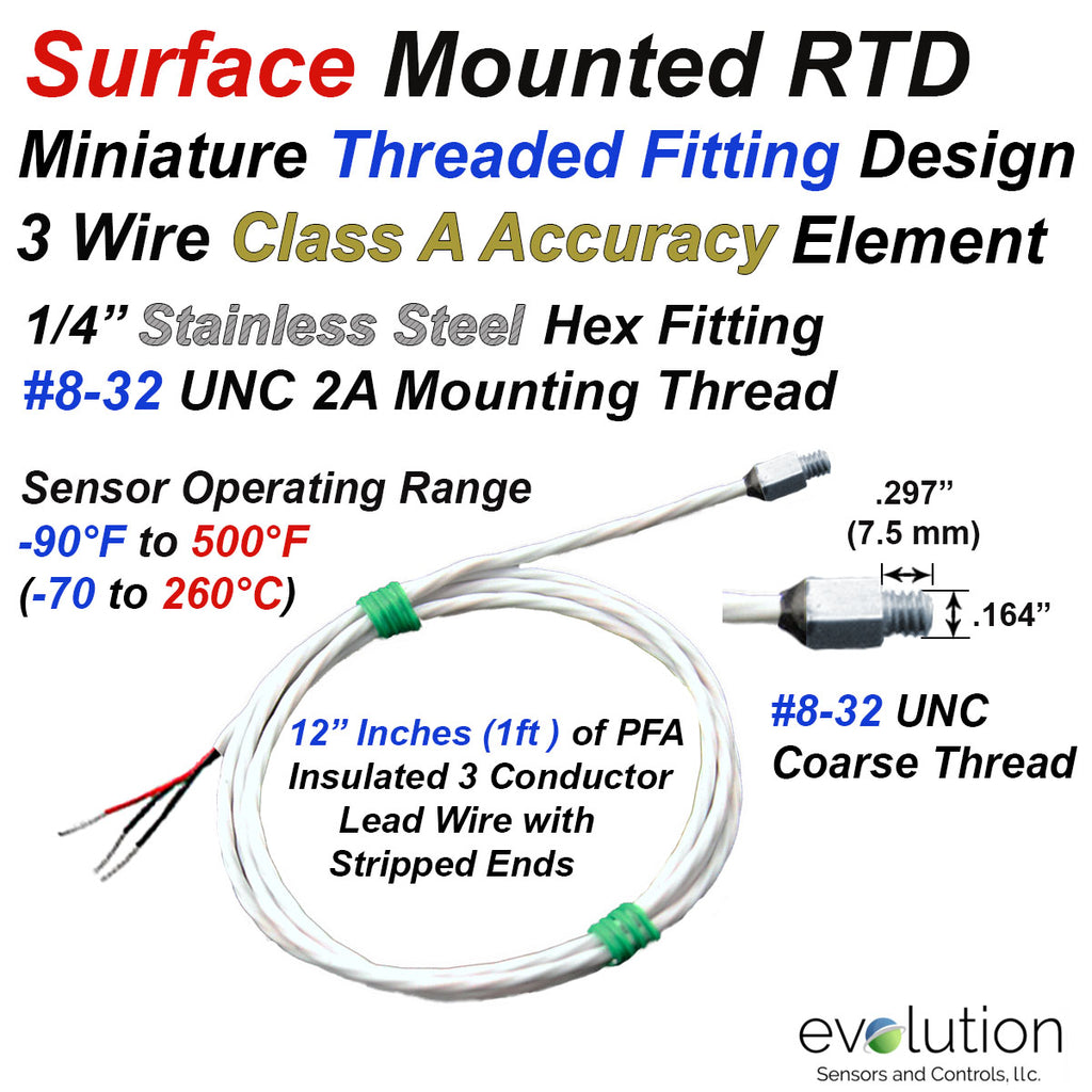 Metal Thread Sensor Surface Mounted RTD Temperature Sensor with Miniature Threaded Fitting ...
