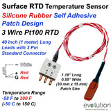 Surface RTD Sensor Silicone Rubber Self Adhesive Patch with Connector