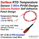 Surface RTD Sensor - Silicone Rubber Self Adhesive Patch with 80" of Lead Wire