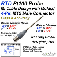 RTD Probe M12 Molded Connector 6