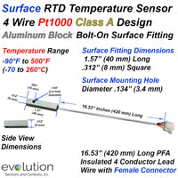 Custom Bolt On RTD Surface Temperature Sensor with Aluminum Fitting and Connector