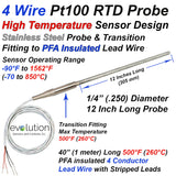 High Temperature RTD Probe 4 Wire Design with Transition to Lead Wire