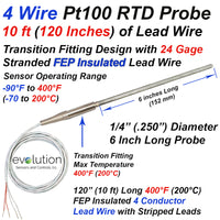 4 Wire Pt100 RTD Probe 1/4