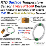 2 Wire Pt1000 RTD Surface Temperature Sensor with 10 to 20ft Leads