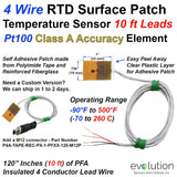 4 Wire Pt100 Surface Patch RTD Temperature Sensors with 10 ft Leads