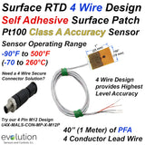 Surface RTD 4 Wire Design - Self Adhesive Patch with 40" Inches (1 meter) of Lead Wire 