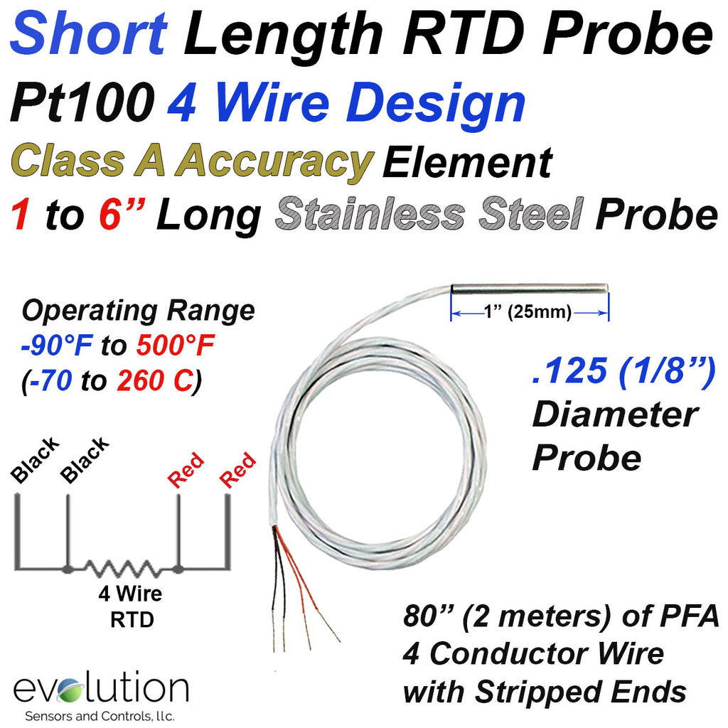 Short RTD Probe 1 Inch Long 1/8