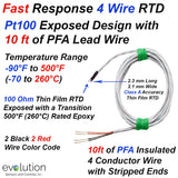 Fast Response  4 Wire Pt100 RTD Exposed Design with 10ft of Lead Wire