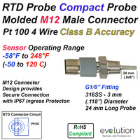 Compact 4 Wire RTD Probe M12 Connector G1/8