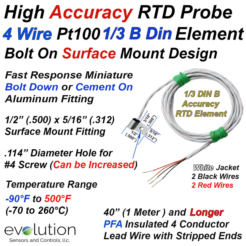 High Accuracy 4 Wire Surface RTD Probe with Miniature Fitting