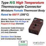 Type R and S Miniature Female Thermoset Thermocouple Connector