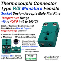 Type RS Miniature Female Thermocouple Connectors
