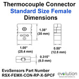 Thermocouple Connector Standard Size Female Dimensions Type RS
