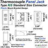 Type  R/S Standard Size Thermocouple Panel Jack Connector Dimensions