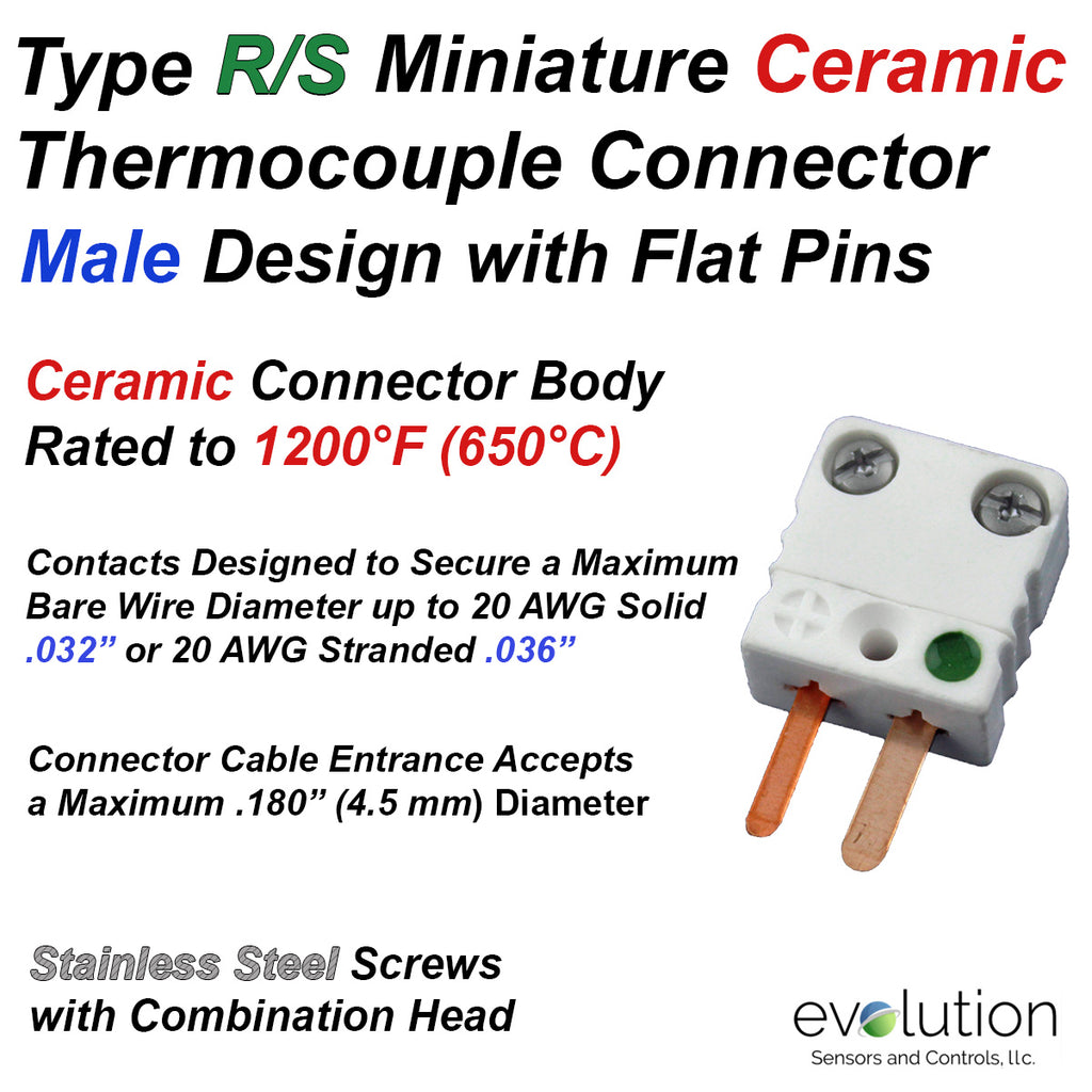 Type RS Miniature Male Ceramic Thermocouple Connector
