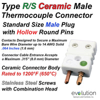 Ceramic Thermocouple Connector | Type RS Standard Size Male